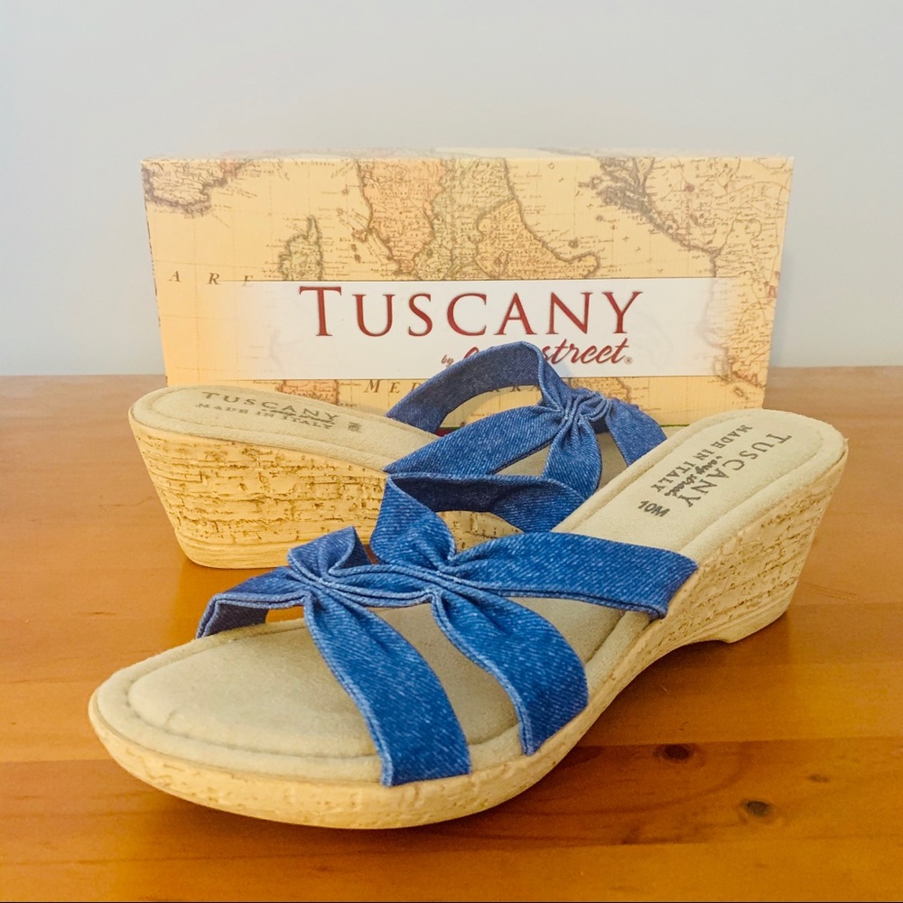 Tuscany by Easy Street Lauria Jeans Wedge Sandals